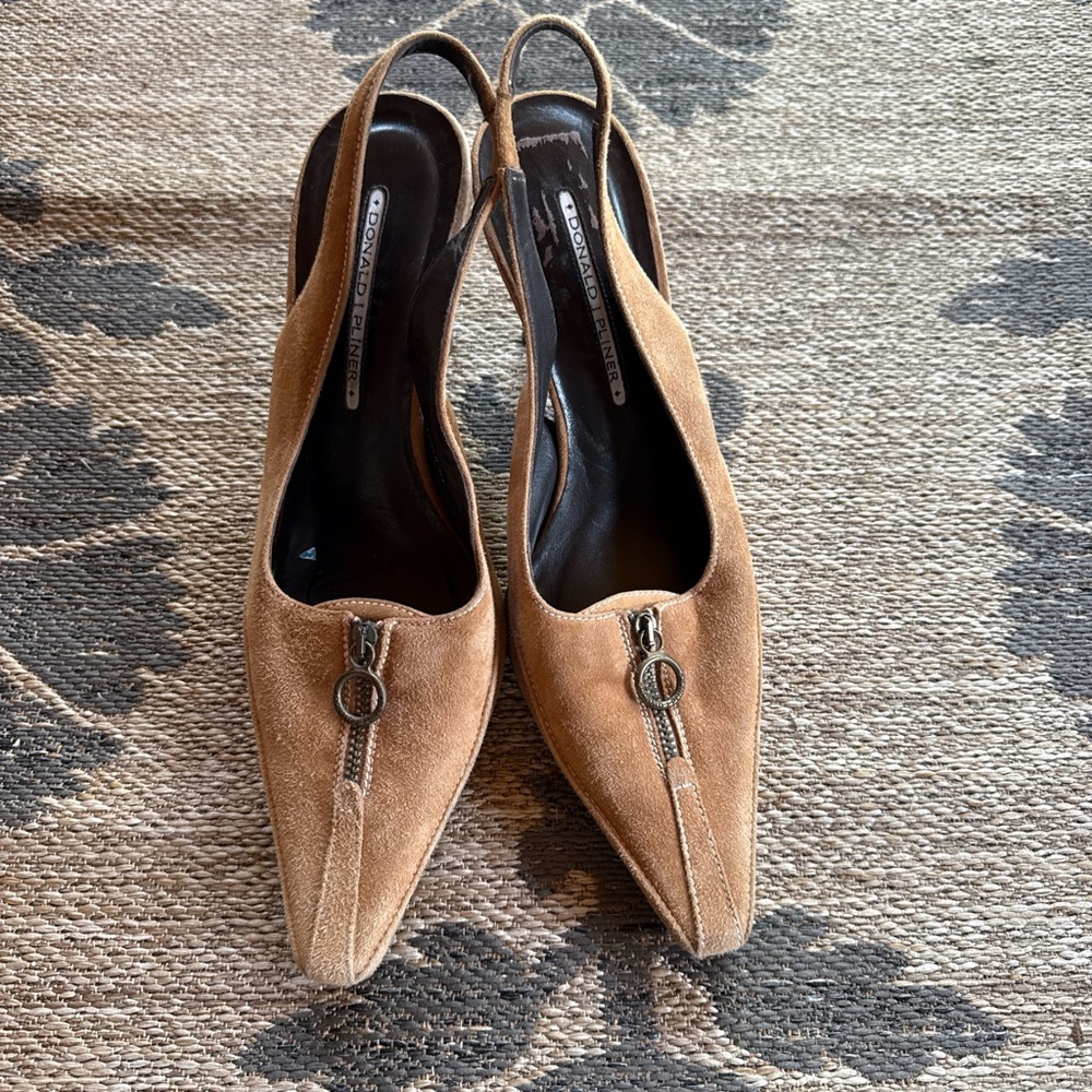 Donald J. Pliner Brown Heels with Front Zipper